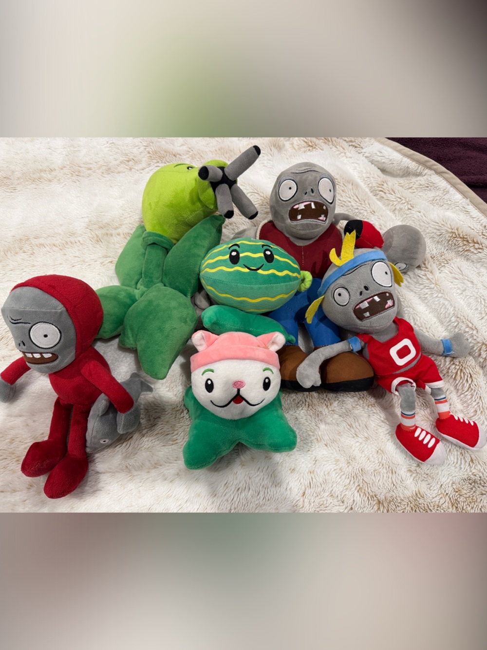 Plants vs Zombies Plush Toy Bundle - Green, Red, Gray Characters